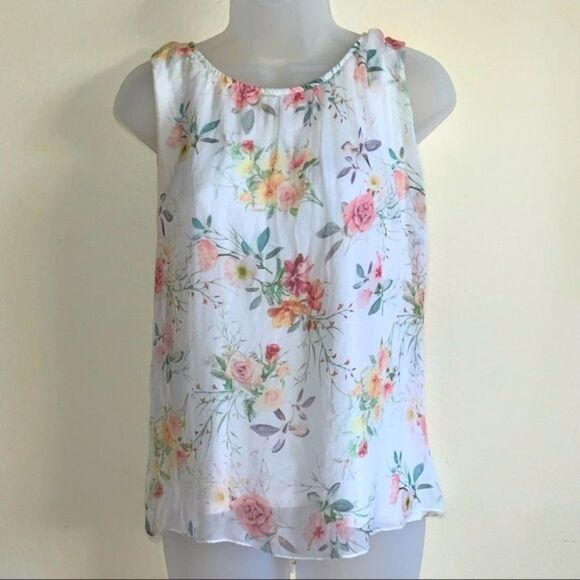 Tendenze Floral Printed Boho Italian Silk Sleeveless Top (NWT) - Picture 1 of 4
